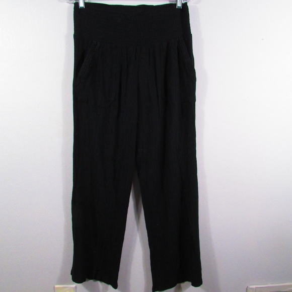 Women's Black Wide Leg Flowy Pants - Picture 1 of 6